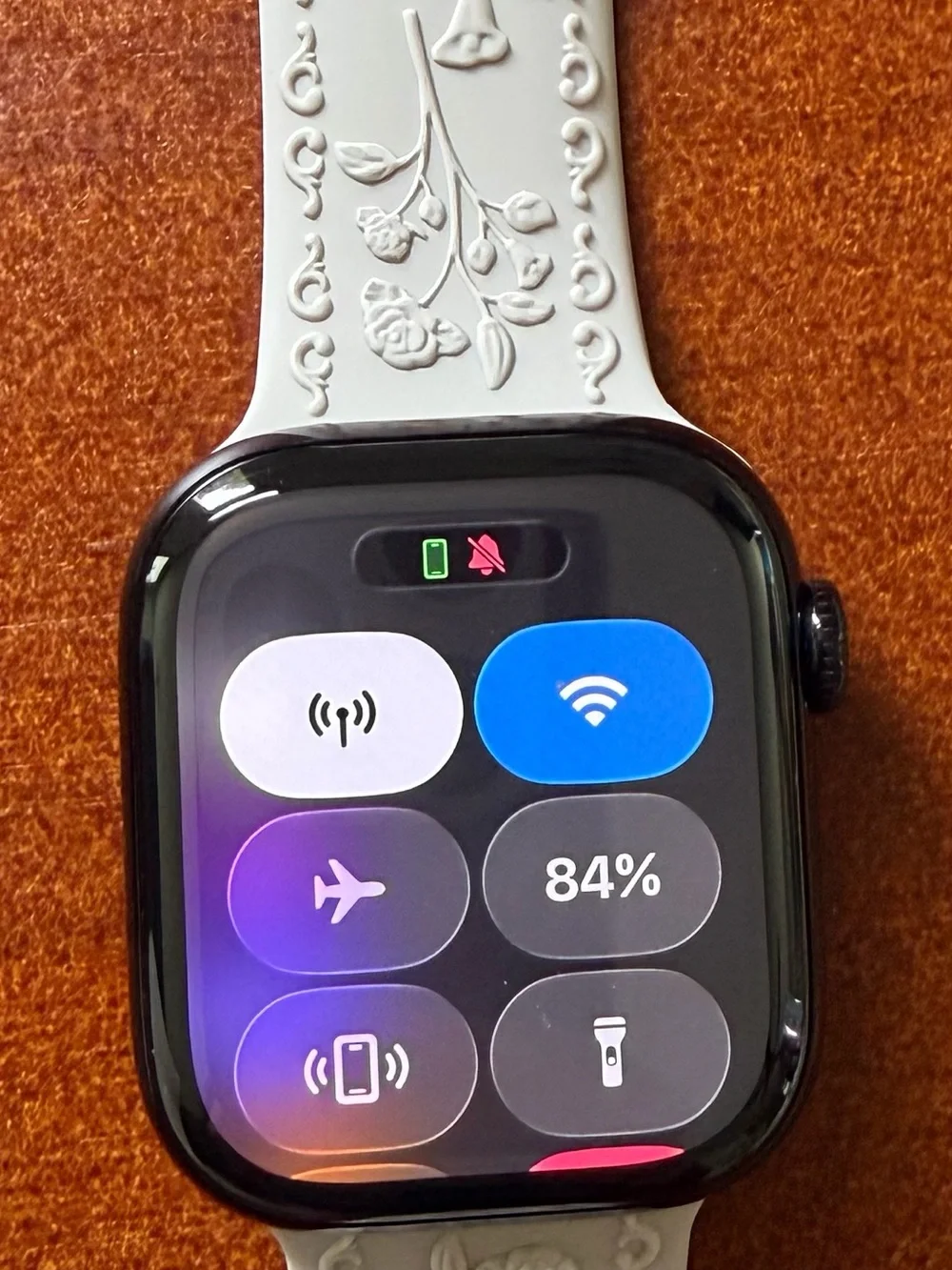 Apple Smartwatch with White Embossed Floral Silicone Band